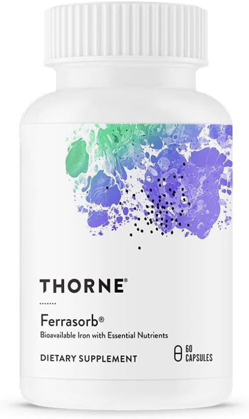 THORNE Ferrasorb – 36 mg Iron with Essential Nutrients – Complete Blood Support Formula – Elemental Iron, Folate, B and C Vitamins for Optimal Absorption – Gluten-Free – 60 Capsules