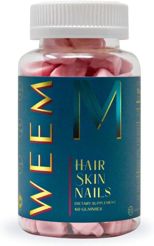 WEEM Hair Skin and Nails Gummies – Supports Healthy Hair – Vegan biotin Vitamins for Women & Men Supports Faster Hair Growth, Stronger Nails, Healthy Skin, Extra Strength (1)