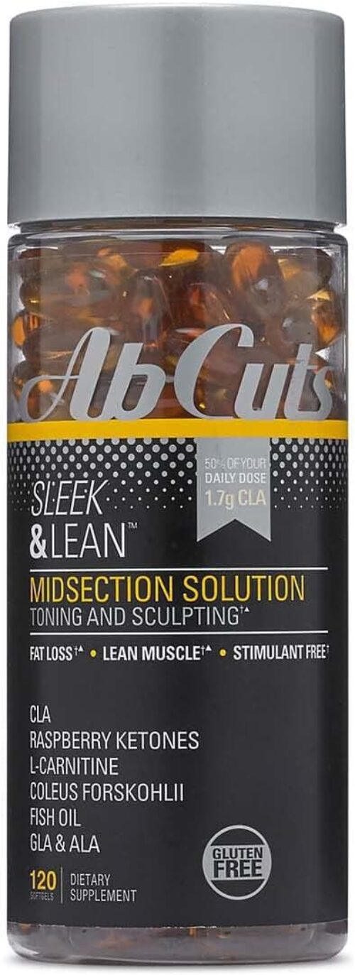Sleek and Lean – 120 Easy-to-Swallow Softgels – CLA Supplement, Fish Oil, Flaxseed Oil, L-Carnitine – Helps Increase Antioxidant Supply