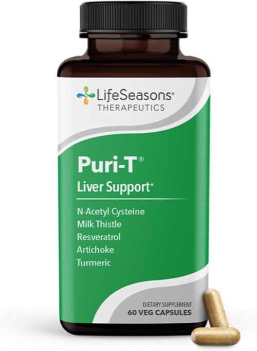 LifeSeasons Puri-T – Liver Cleanse & Detox Support Supplement – Resveratrol, N-Acetyl Cysteine, Milk Thistle, Artichoke & Turmeric – Supports Tissue Regeneration & Healthy Bile Flow – 60 Capsules