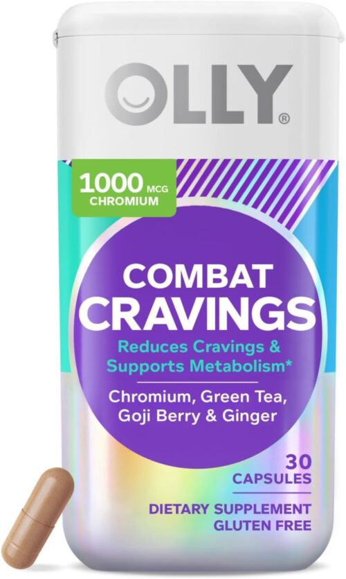 OLLY Combat Cravings, Metabolism & Energy Support Supplement,1000 mcg Chromium, Green Tea, Goji Berry, Ginger – 30 Count