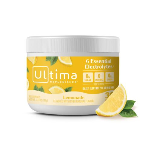 Ultima Replenisher Daily Electrolyte Powder Drink Mix – Lemonade, 30 Servings – Hydration Powder with 6 Key Electrolytes and Trace Minerals – Keto Friendly, Vegan, Non-GMO and Sugar-Free