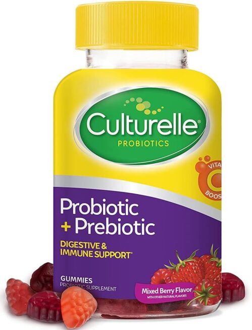 Culturelle Daily Probiotic Gummies for Women & Men, Berry Flavor, 52 Count, Naturally-Sourced Daily Probiotic + Prebiotic for Digestive Health, Non-GMO & Vegan