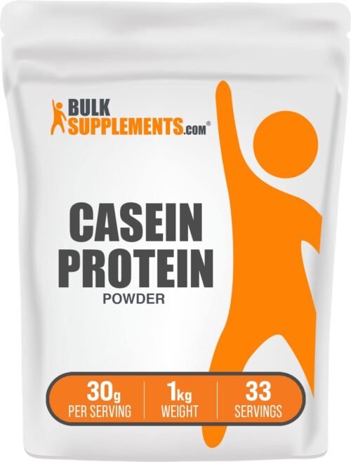 BulkSupplements.com Casein Protein Powder – Micellar Casein Powder, Protein Powder Casein, Casein Powder – Gluten Free & Soy Free, 30g per Serving, 1kg (2.2 lbs) (Pack of 1)