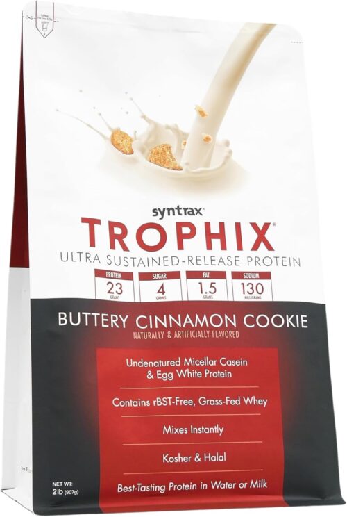 Syntrax Nutrition Trophix Protein Powder, Ultra Sustained-Release Protein Blend, Real Cookie Pieces, Buttery Cinnamon Cookie, 2 lbs