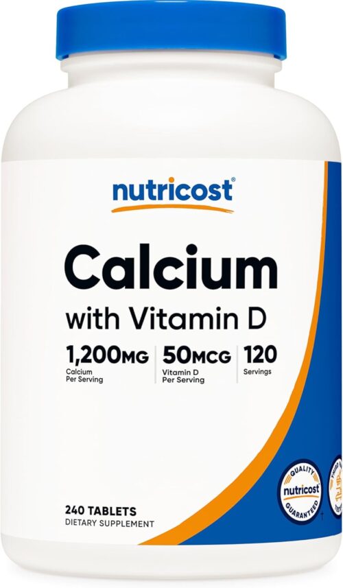 Nutricost Calcium with Vitamin D, 240 Tablets – Calcium (1200mg) Vitamin D (50mcg) Per Serving – Non-GMO, Gluten Free