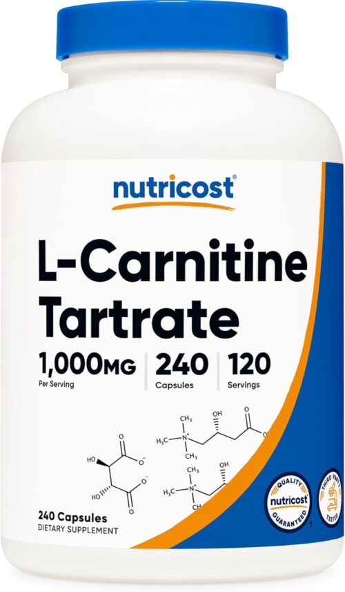 Nutricost L-Carnitine Tartrate 1,000mg, 240 Capsules – 500mg Per Capsule, 120 Servings