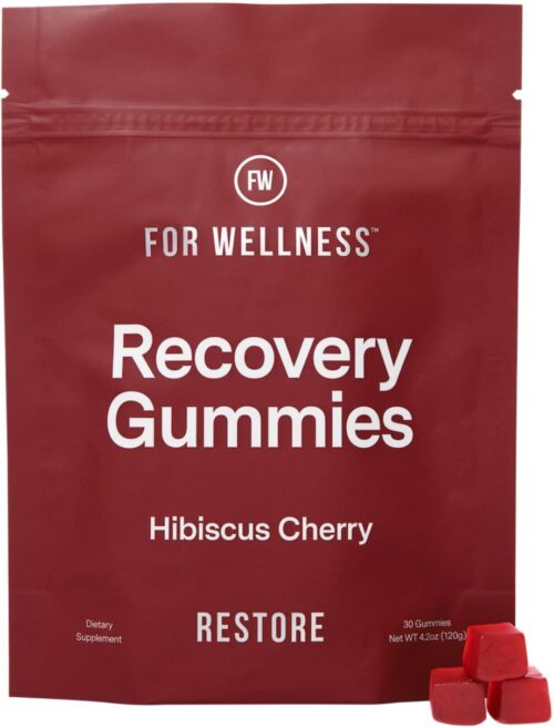 Recovery Gummies – Tart Cherry Gummies for Muscle Recovery – Hibiscus Cherry Flavor with Antioxidants & Electrolytes Combats Soreness, Boosts Energy – Vegan, Non-GMO, Gluten-Free
