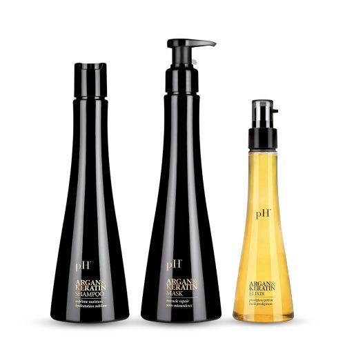 pH PURE HAIR Labs Argan & Keratin Shampoo Hair Mask & Elixir Color Protecting – Hydrating Nourishing Formula for Deep Cleansing Heat Protection Soft & Silky Hair – Sulfate Free (8.45+8.45+3.38 fl oz)