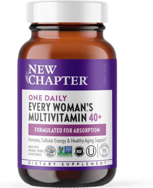 New Chapter Women’s Multivitamin 40 Plus for Energy, Healthy Aging + Immune Support with 20+ Nutrients — Every Woman’s One Daily 40+, Gentle on the Stomach, 96 Count