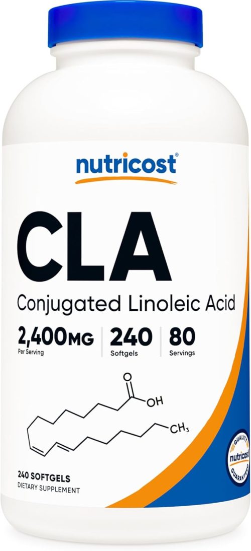 Nutricost CLA (Conjugated Linoleic Acid) 2,400mg, 240 Softgels – Gluten Free, Non-GMO, 800mg Per Softgel