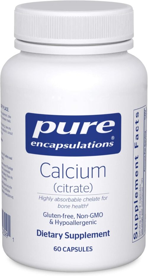 Pure Encapsulations Calcium (Citrate) – Supplement for Bone, Teeth, Colon, and Cardiovascular Health Support* – with Premium Calcium Citrate – 60 Capsules