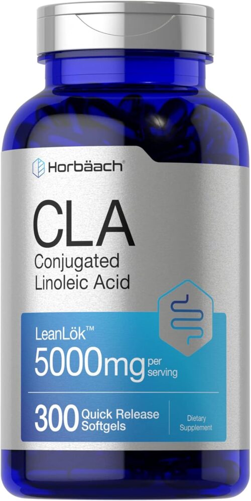 Horbäach CLA Supplement | 300 Softgel Pills | Maximum Potency | Conjugated Lineolic Acid from Safflower Oil | Non-GMO, Gluten Free