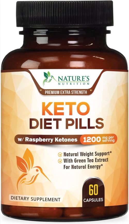 Keto Pills 1200mg – Advanced Support Lean Keto Diet Pills – Use Fat for Energy & Focus in Ketosis – Ultra Fast Prime Keto Supplement for Women & Men – Nature’s Optimal Max Keto – 60 Capsules