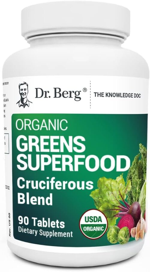 Dr. Berg’s Greens Superfood Cruciferous Vegetable Tablets – Vegetable Supplements for Adults w/ 11 Phytonutrient Super Greens Tablets – Energy, Immune System & Liver Veggie Tablets – 90 Tablets
