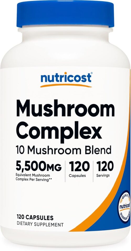 Nutricost Mushroom Complex Supplement, 120 Capsules – 10 Mushroom Blend (with Reishi, Maitake, Shiitake, Lion’s Mane, and More) – Non-GMO and Gluten Free