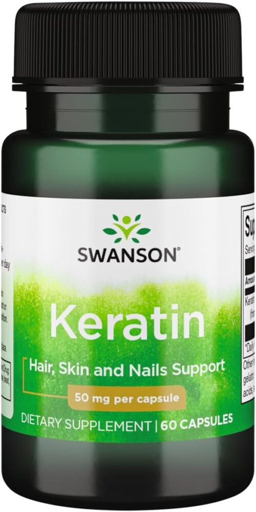 Swanson Keratin (From Tibetan Wool) – Natural Supplement Promoting Healthy Joints, Hair, Skin & Nails – Helps Nourish Healthy Connective Tissues – (60 Capsules, 50mg Each)