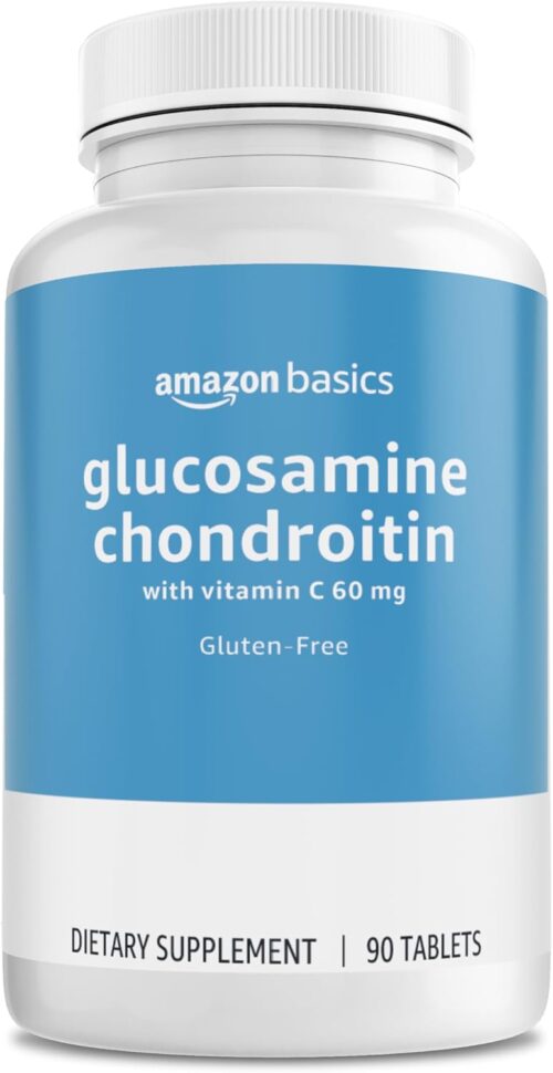 Amazon Basics Glucosamine 1500 mg with Chondroitin and Vitamin C 60 mg, 90 Tablets (2 per serving), Gluten Free
