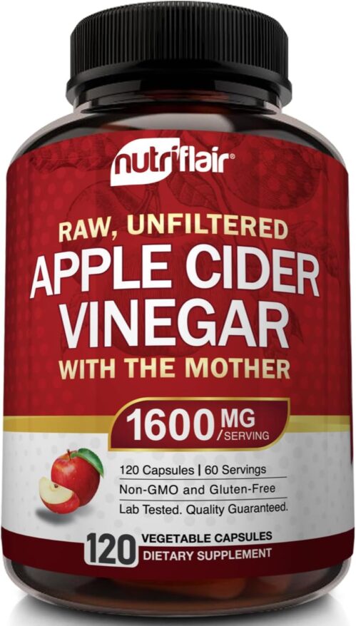 Apple Cider Vinegar Capsules with The Mother – 120 Vegan ACV Pills – Best Supplement for Healthy Weight Loss, Diet, Keto, Digestion, Detox, Immune – Powerful Cleanser & Appetite Suppressant Non-GMO