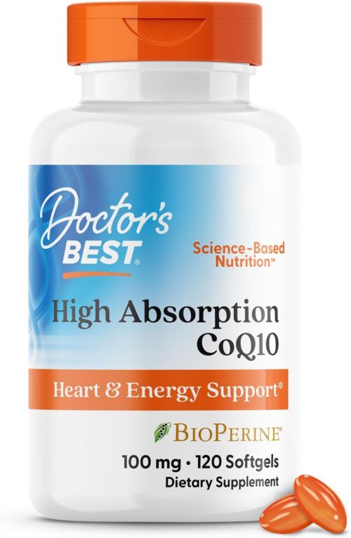 Doctor’s Best High Absorption CoQ10 with BioPerine, Gluten Free, Naturally Fermented, Heart Health, Energy Production, 100 mg, 120 Count