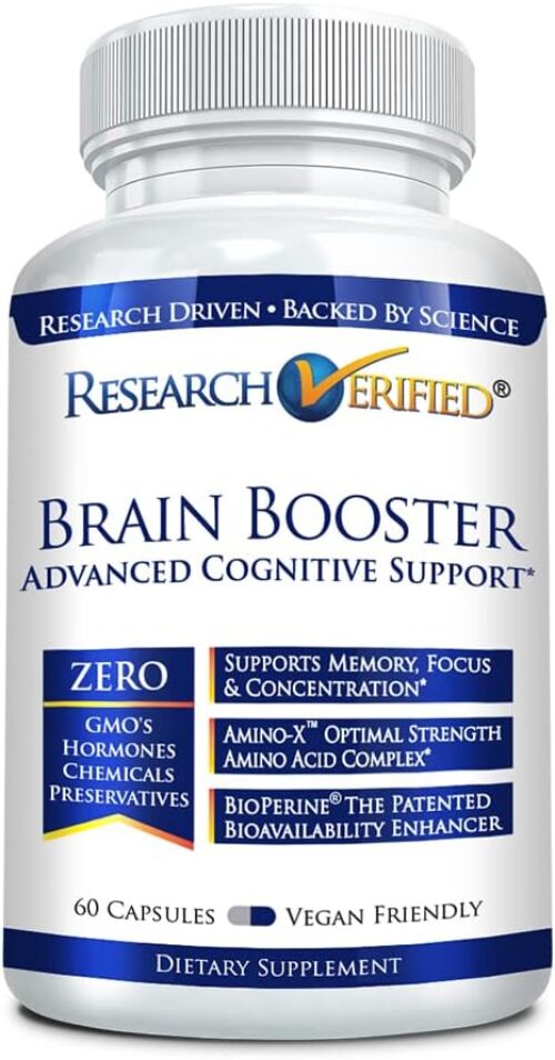 Brain Booster – Nootropic Supplement to Enhance Cognitive Function – 60 Vegan Friendly Capsules – 1 Bottle
