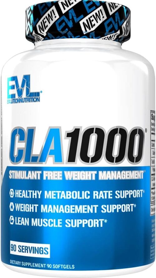 Evlution Conjugated Linoleic Acid CLA Pills – CLA 1000mg Diet Pills to Support Weight Loss Fat Burning Lean Muscle and Faster Metabolism – Stimulant-Free Safflower Based Fat Loss Support – 90
