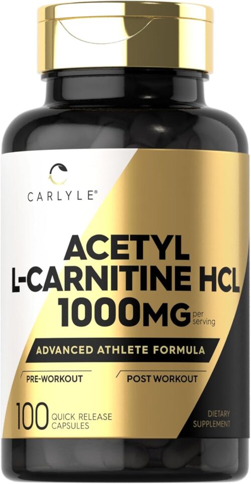 Carlyle Acetyl L-Carnitine HCL Capsules| 1000mg | 100 Count | Non-GMO and Gluten Free Supplement