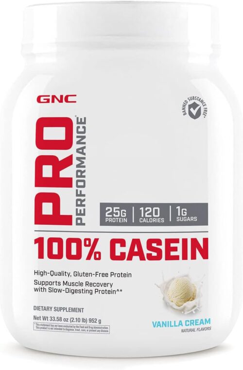 GNC Pro Performance 100% Casein – Vanilla Cream | 25g Protein | 28 Servings