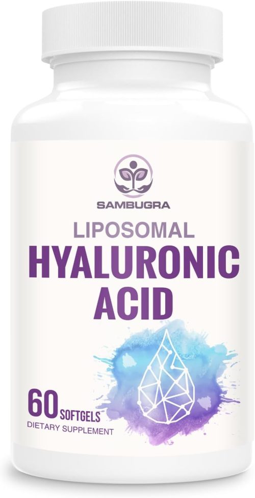 Liposomal Hyaluronic Acid 1000mg, High BioavailabilityHyaluronic Acid Capsules, Dietary Supplement Support Skin and Joint Lubrication, 60 Capsules