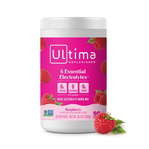 Ultima Replenisher Daily Electrolyte Powder Drink Mix – Raspberry, 90 Servings – Hydration Powder with 6 Key Electrolytes and Trace Minerals – Keto Friendly, Vegan, Non-GMO and Sugar-Free