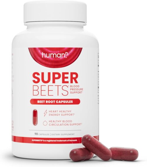 humanN SuperBeets Beet Root Capsules Quick Release 1000mg, Helps Support Nitric Oxide Production, Blood Pressure, Heart Health, Contains Non-GMO Beetroot Powder, Studied Antioxidants 90 Count