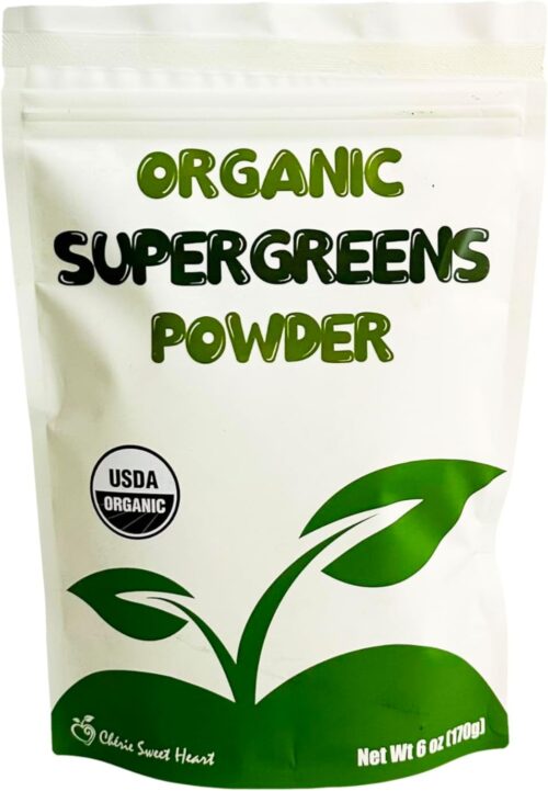 Cherie Sweet Heart Supergreens Powder – Green Superfood – Organic Greens Powder Super Greens – Smoothie Powder – Superfood Powder – Powdered Greens – 6 oz Super Greens Powder – 34 Servings