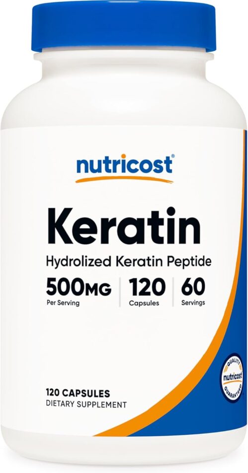 Nutricost Keratin Hydrolized Peptide Capsules – 500MG, 120 Capsules (60 Servings) – Non-GMO, Gluten-Free Formula