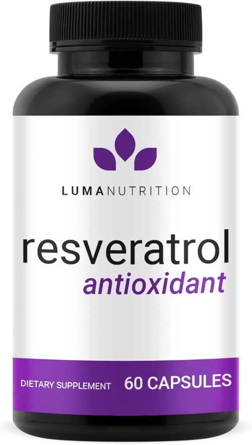 Luma Nutrition High Purity Resveratrol Supplement 1200mg Serving – 98% Trans-Resveratrol – Antioxidant – Vegan & Gluten-Free – 60 Capsules