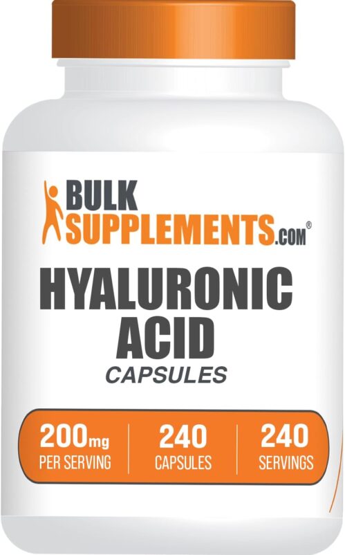 BulkSupplements.com Hyaluronic Acid Capsules – Hyaluronic Acid Supplements, Hyaluronic Acid 200mg – Pure & Gluten Free, 1 Capsule per Serving, 240 Count (Pack of 1)