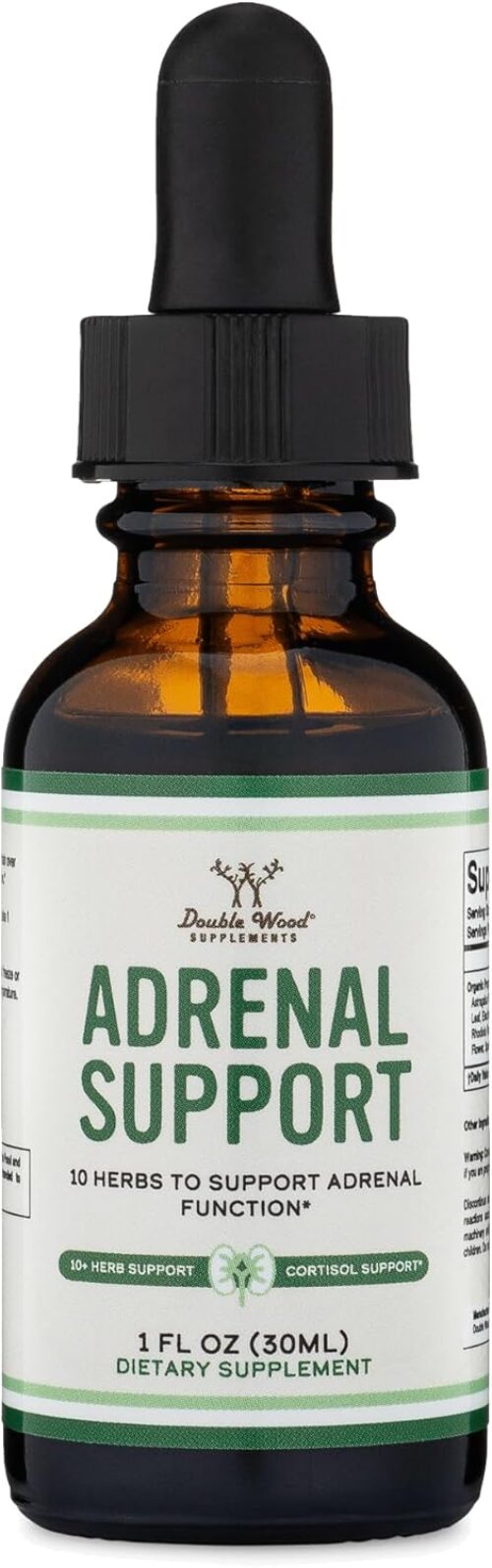 Adrenal Support Supplements (Liquid Drops) – 10 Organic Adaptogens for Adrenal Fatigue (One Month Supply) Cortisol Manager for Stress Relief (10 Apoptogenic Herbs for Adrenal Health) by Double Wood