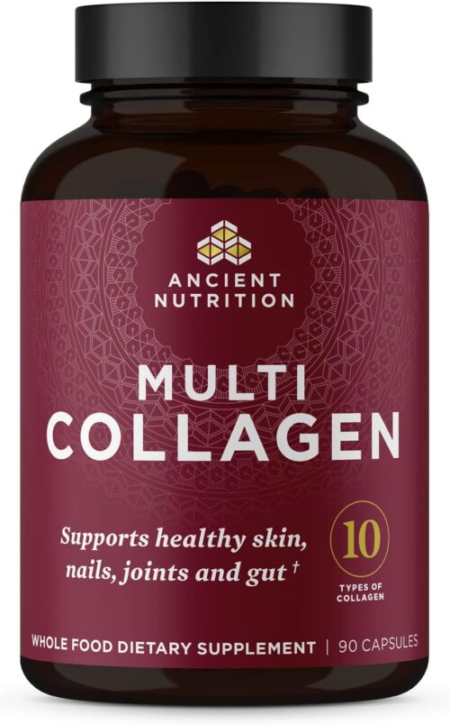 Ancient Nutrition Collagen Peptides Pills, Hydrolyzed Multi Collagen Supplement, Types I, II, II, V & X, Supports Healthy Skin and Nails, Gut Health and Joints, 90 Capsules