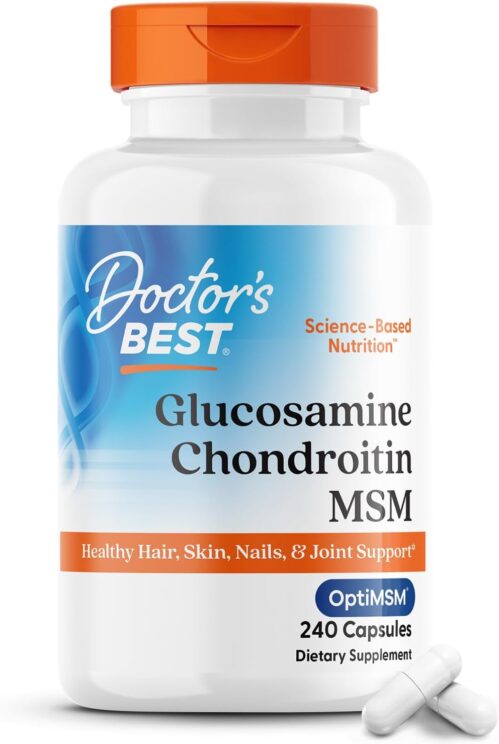 Doctor’s Best Glucosamine Chondroitin Msm with OptiMSM Capsules, Supports Healthy Joint Structure, Function & Comfort, Non-GMO, Gluten Free, Soy Free, 240 Count (Pack of 1)