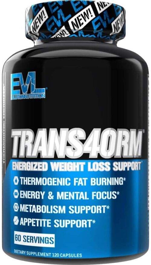 EVL Thermogenic Fat Burner Support – Fast Acting Weight Loss Energy and Appetite Support – Trans4orm Green Tea Supplement for Men and Women – 60 Servings