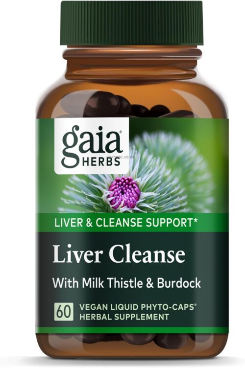 Gaia Herbs Liver Cleanse – Liver Health Support Herbal Supplement with Milk Thistle, Burdock, Turmeric Curcumin, Dandelion, and More – 60 Vegan Liquid Phyto-Caps (30 Servings)