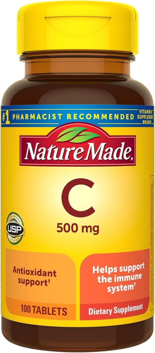 Nature Made Vitamin C 500 mg, Dietary Supplement for Immune Support, 100 Tablets, 100 Day Supply