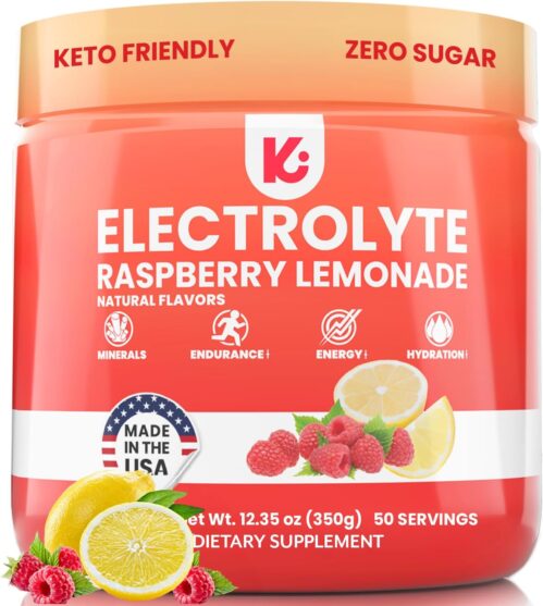 Keppi Keto Electrolytes Powder No Sugar – Sugar Free Electrolytes – Keto Hydration Electrolytes – Made in USA – Delicious Raspberry Lemonade Flavor – Mixes Easily No Clumps