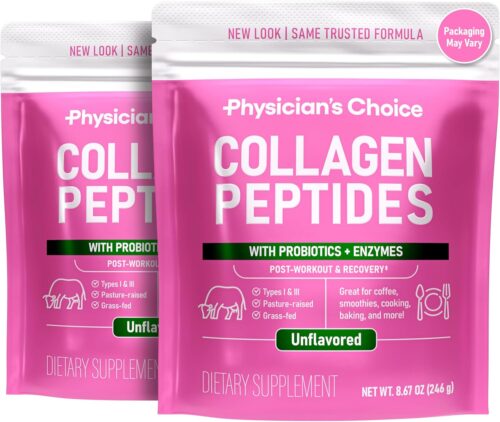 Collagen Peptides Powder – Hydrolyzed Protein(Type I & III) – Digestive Enzymes – Keto Collagen Powder for Women & Men – Hair, Skin, Joints & Workout Recovery Aid – Grass Fed, Non-GMO – Two-pack