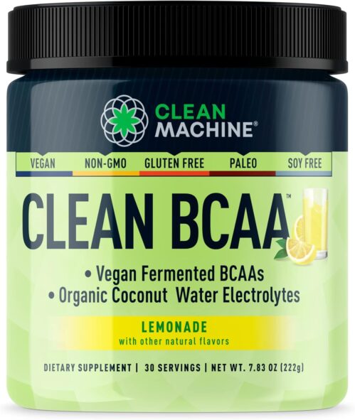 Clean BCAA – 2:1:1 Food Sourced BCAAs Powder & Coconut Water Electrolytes Recovery & Amino Energy Supplement – Award Winning Vegan Amino Acid Supplement – 30 Servings – Lemonade