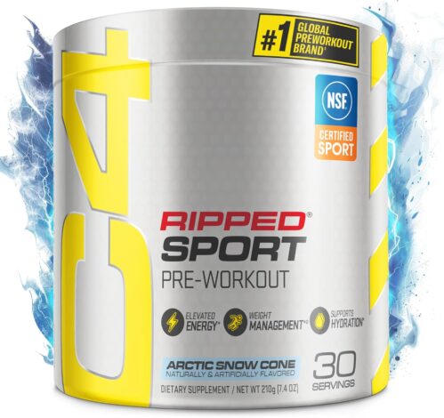 C4 Ripped Sport Pre Workout Powder Arctic Snow Cone – NSF Certified for Sport + Sugar Free Preworkout Energy Supplement for Men & Women – 135mg Caffeine + Weight Loss – 30 Servings