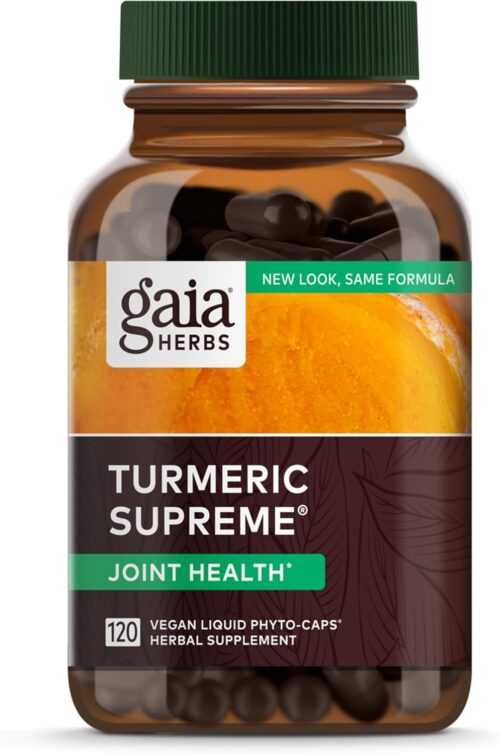 Gaia Herbs Turmeric Supreme Joint Health – Joint Support Supplement – with Quercetin,Black Pepper,Boswellia,Ginger Root,Curcuminoids,&More-120 Liquid Phyto-Capsules(30-Day Supply)