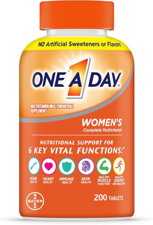 One A Day Women’s Multivitamin with Vitamin A, C, D, E and all 8 B vitamins, Calcium, Vitamins for Women, for Bone Health, Skin Health & Immune Health Support , 200 Count