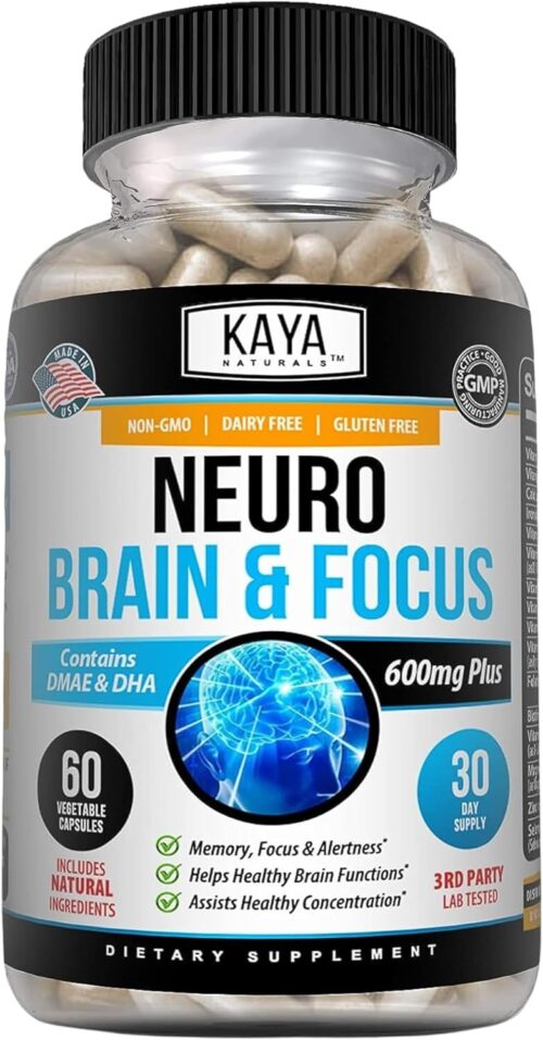 Kaya Naturals – Neuro Brain for Memory & Focus – Nootropic Energy Capsule – Nootropic Brain Support Supplement – Focus & Concentration & Learning Accuracy – Cognitive Function – 60 Count
