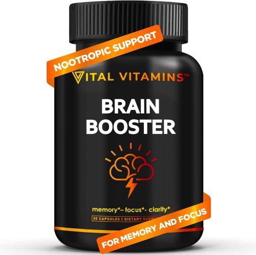 Vital Vitamins Brain Supplements for Memory & Focus – Nootropics Brain Support for Clarity, & Energy – with Ginkgo Biloba, Rhodiola Extract – 30 Capsules
