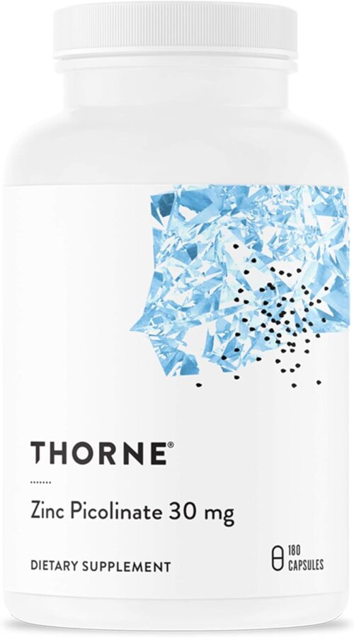 Thorne Zinc Picolinate 30 mg – Well-Absorbed Zinc Supplement for Growth and Immune Function – 180 Capsules